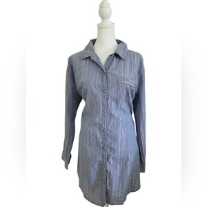 Victoria's Secret Blue And Pink Striped Pajama Shirt Size Large